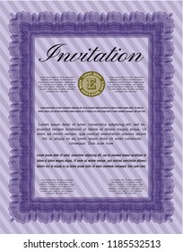 Violet Formal invitation. With linear background. Detailed. Good design. 