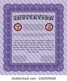 Violet Formal invitation. With linear background. Detailed. Excellent design. 