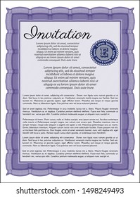 Violet Formal invitation. With linear background. Detailed. Perfect design. 