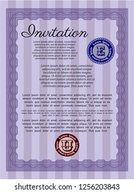 Violet Formal invitation. Modern design. Detailed. With linear background. 