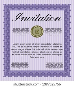 Violet Formal invitation. Modern design. Customizable, Easy to edit and change colors. With complex background. 