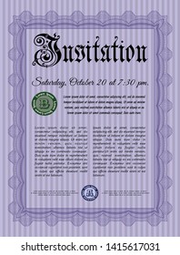 Violet Formal invitation. Modern design. Customizable, Easy to edit and change colors. With background. 