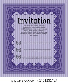 Violet Formal invitation. Money design. With background. Customizable, Easy to edit and change colors. 