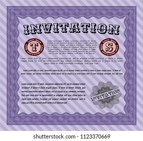 Violet Formal invitation. Money Pattern design. Complex background. Vector illustration. 