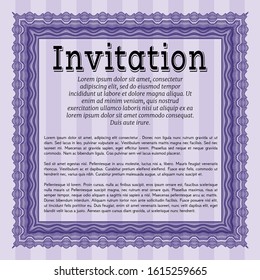 Violet Formal invitation. Money Pattern. With guilloche pattern. Detailed. 