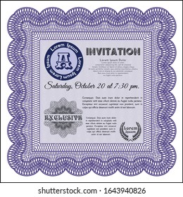 Violet Formal invitation. Money Pattern design. Printer friendly. Customizable, Easy to edit and change colors. 