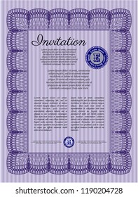 Violet Formal invitation. Money style design. Customizable, Easy to edit and change colors. With quality background. 