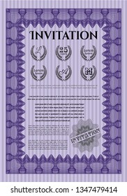Violet Formal invitation. Money style design. With complex background. Customizable, Easy to edit and change colors. 
