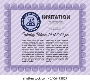 Violet Formal invitation. Money style design. Customizable, Easy to edit and change colors. Complex background. 