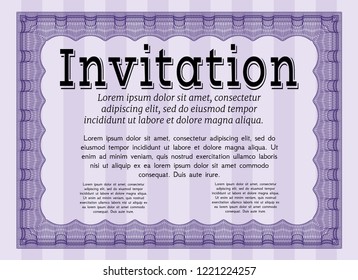 Violet Formal invitation. Nice design. Printer friendly. Customizable, Easy to edit and change colors. 
