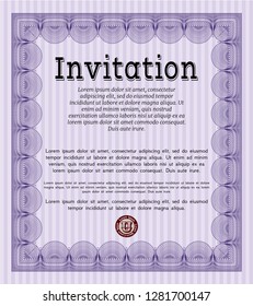 Violet Formal invitation. Nice design. Vector illustration. With complex background. 