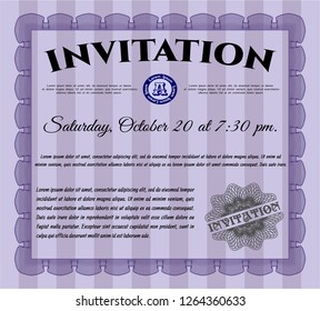 Violet Formal invitation. Perfect design. With linear background. Vector illustration. 