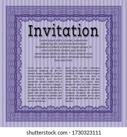 Violet Formal invitation. Perfect design. With linear background. Detailed. 