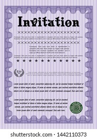 Violet Formal invitation. Printer friendly. Good design. Customizable, Easy to edit and change colors. 