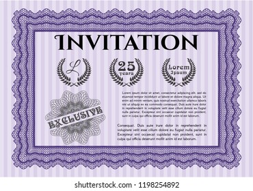 Violet Formal invitation. With quality background. Artistry design. Customizable, Easy to edit and change colors. 