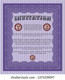 Violet Formal invitation. With quality background. Modern design. Detailed. 