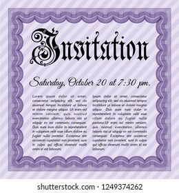 Violet Formal invitation. Retro design. Vector illustration. Printer friendly. 