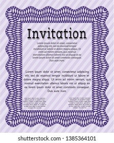 Violet Formal invitation. Sophisticated design. Printer friendly. Detailed. 