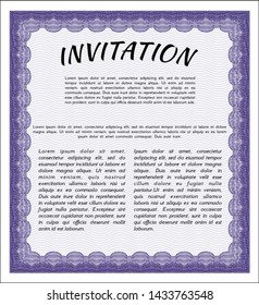 Violet Formal invitation. Sophisticated design. Customizable, Easy to edit and change colors. Complex background. 