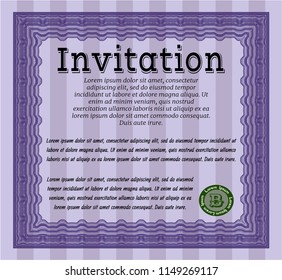 Violet Formal invitation. Superior design. With background. Customizable, Easy to edit and change colors. 