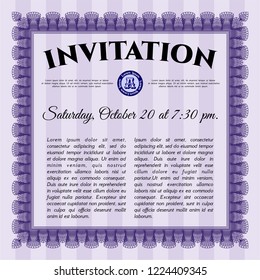 Violet Formal invitation. Superior design. Complex background. Customizable, Easy to edit and change colors. 