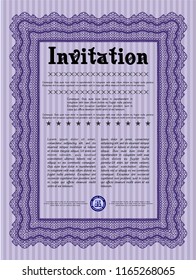Violet Formal invitation template. With background. Superior design. Detailed. 