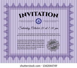 Violet Formal invitation template. Beauty design. Customizable, Easy to edit and change colors. With quality background. 