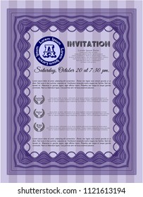 Violet Formal invitation template. With complex background. Lovely design. Customizable, Easy to edit and change colors. 