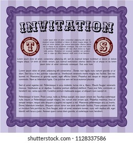 Violet Formal invitation template. With complex linear background. Customizable, Easy to edit and change colors. Elegant design. 