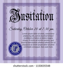 Violet Formal invitation template. Complex background. Nice design. Detailed. 