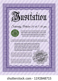 Violet Formal invitation template. Complex background. Modern design. Vector illustration. 