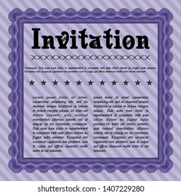 Violet Formal invitation template. With complex linear background. Customizable, Easy to edit and change colors. Elegant design. 