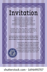 Violet Formal invitation template. Complex background. Elegant design. Vector illustration. 