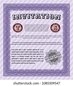 Violet Formal invitation template. Customizable, Easy to edit and change colors. With linear background. Sophisticated design. 