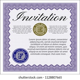 Violet Formal invitation template. Customizable, Easy to edit and change colors. Easy to print. Superior design. 