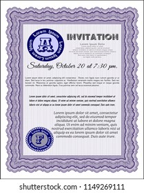 Violet Formal invitation template. Customizable, Easy to edit and change colors. With linear background. Modern design. 