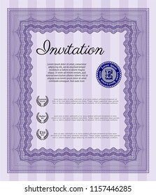 Violet Formal invitation template. Customizable, Easy to edit and change colors. Printer friendly. Retro design. 
