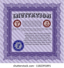 Violet Formal invitation template. Customizable, Easy to edit and change colors. With background. Money style design. 