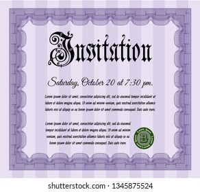 Violet Formal invitation template. Customizable, Easy to edit and change colors. With background. Artistry design. 