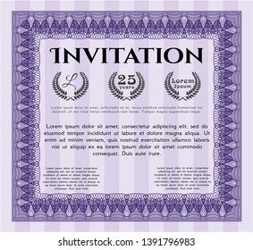 Violet Formal invitation template. Customizable, Easy to edit and change colors. Easy to print. Beauty design. 