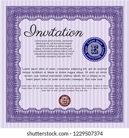 Violet Formal invitation template. Detailed. Complex background. Modern design. 