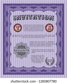 Violet Formal invitation template. Detailed. With quality background. Artistry design. 