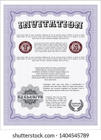 Violet Formal invitation template. Easy to print. Customizable, Easy to edit and change colors. Beauty design. 