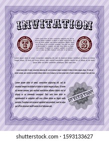 Violet Formal invitation template. Easy to print. Customizable, Easy to edit and change colors. Money Pattern. 