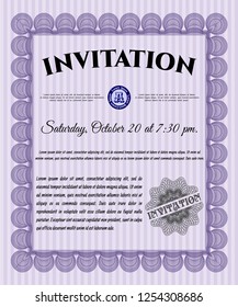 Violet Formal invitation template. Elegant design. Vector illustration. Complex background. 