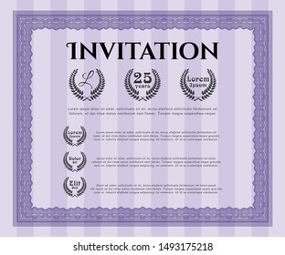 Violet Formal invitation template. Excellent design. With complex background. Customizable, Easy to edit and change colors. 