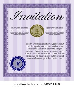 Violet Formal invitation template. Excellent design. With quality background. Vector illustration. 