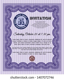 Violet Formal invitation template. Good design. Printer friendly. Vector illustration. 