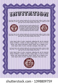 Violet Formal invitation template. With guilloche pattern. Artistry design. Customizable, Easy to edit and change colors. 