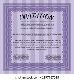 Violet Formal invitation template. Lovely design. With guilloche pattern. Customizable, Easy to edit and change colors. 